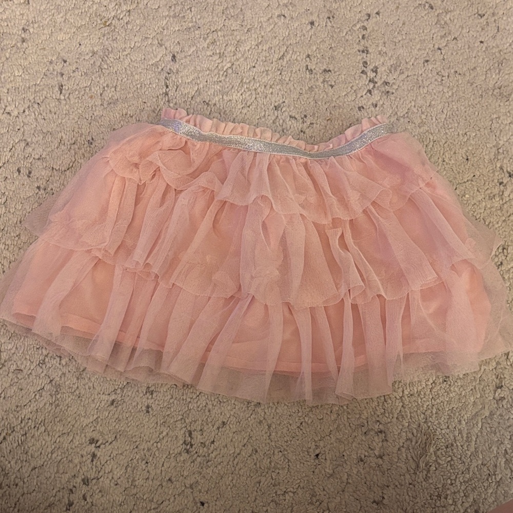 Joe Fresh Size 2T Pink Sparkly Tulle Skirt with Silver Trim On Waist